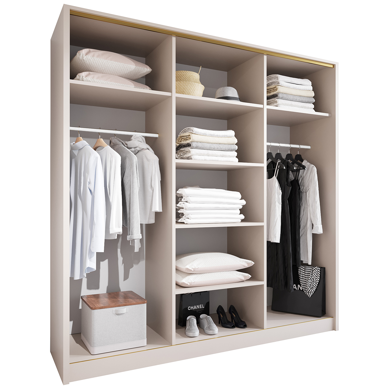 Szafa przesuwna z lustrem TRIVI B 200 kaszmir / złoty - obrazek 3