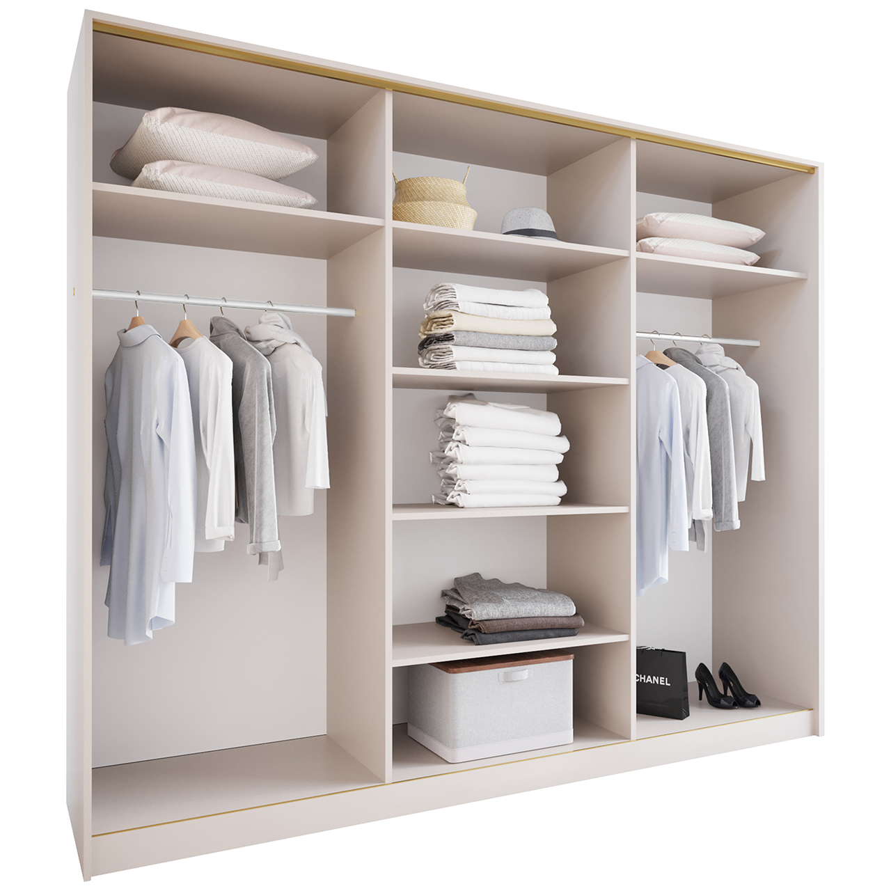 Szafa przesuwna z lustrem TRIVI B 250 kaszmir / złoty - obrazek 3