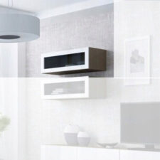 Witryna wisząca ze szkłem 90 GOVI VG6 latte / biały połysk WYPRZEDAŻ