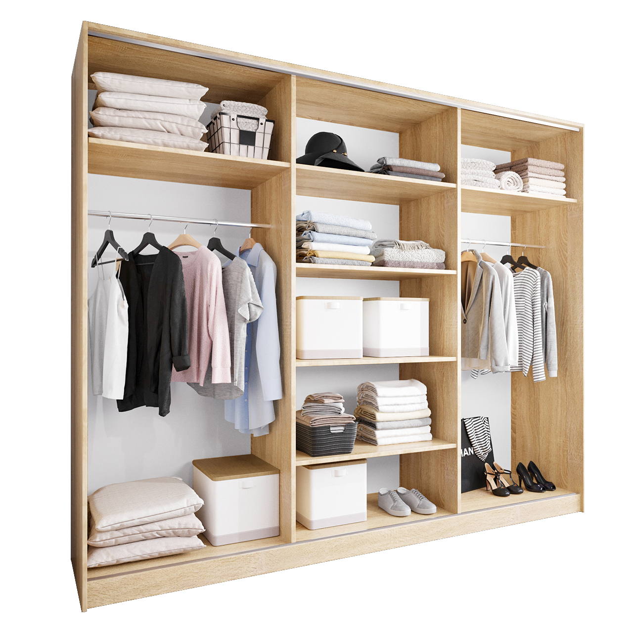 Szafa przesuwna CETI B 250 sonoma / dąb wotan / czarny - obrazek 3