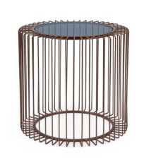 Designerski stolik kawowy BIZZOTTO KIERAN COIN 50 metalowa podstawa szkło