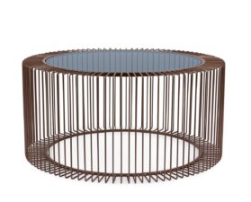 Designerski stolik kawowy BIZZOTTO KIERAN COIN 80 szklany glamour loft