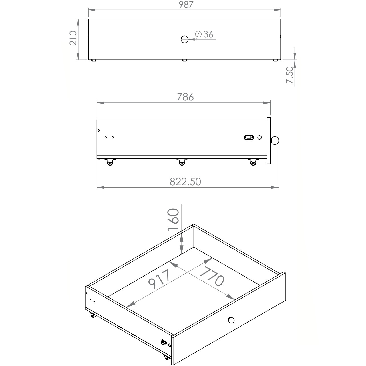 Szuflada pod łóżko CESAR CS19 biały WYPRZEDAŻ - obrazek 4