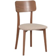Drewniane krzesło z jasnym siedziskiem DK56 orzech jasny