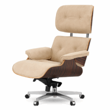 Stylowy fotel biurowy Lucera XL Velvet Ebony beżowy – luksusowy design premium