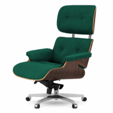 Stylowy fotel biurowy Lucera XL Velvet Ebony butelkowy – luksusowy design premium