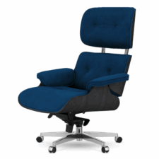 Stylowy fotel biurowy Lucera XL Velvet Czarny Dąb ciemnogranatowy – luksusowy design premium