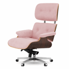 Stylowy fotel biurowy Lucera XL velvet pudrowy róż Ebony – luksusowy fotel obrotowy do gabinetu i salonu