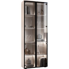 Witryna stojąca FIGO 04 kaszmir – nowoczesna witryna szklana do salonu 70x180 cm