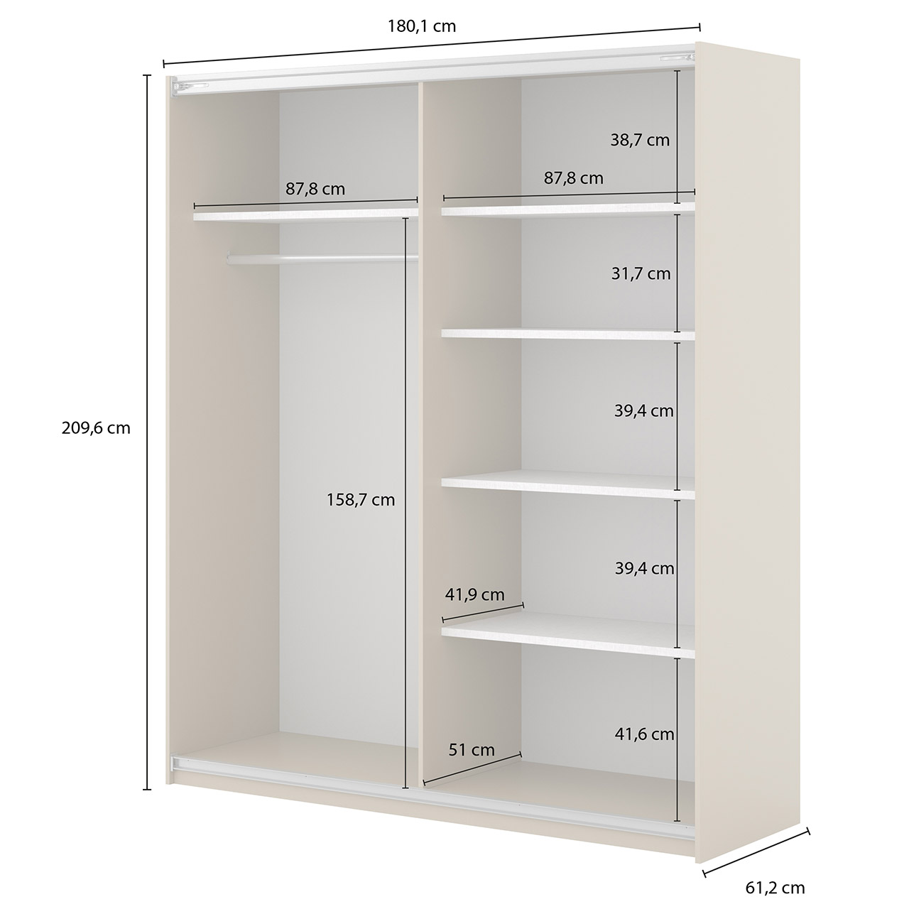 Szafa przesuwna 180 cm dąb dunin czarna lamele IVAN 16 - obrazek 4