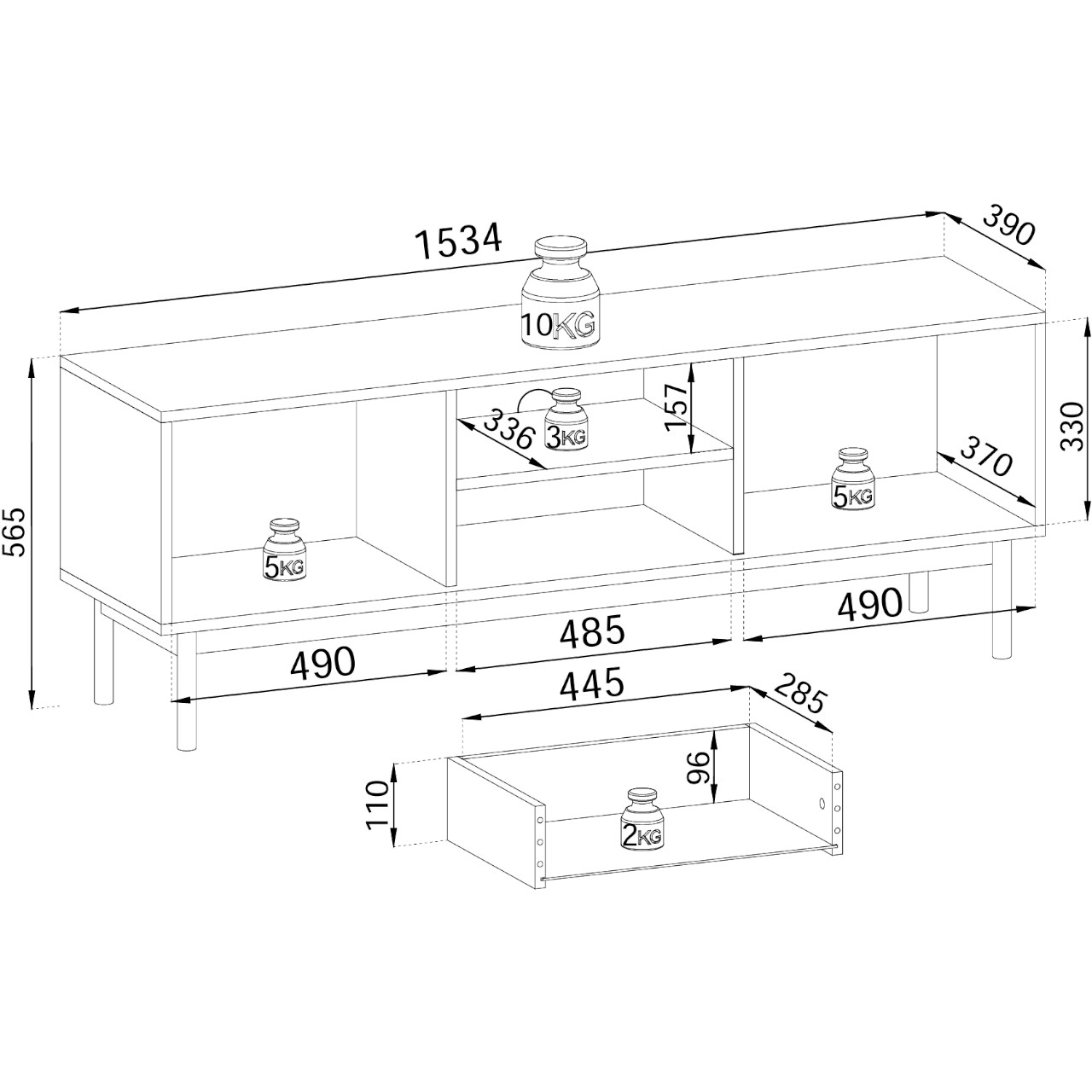 Szafka RTV ALSTREMO 01 dąb linea - obrazek 5