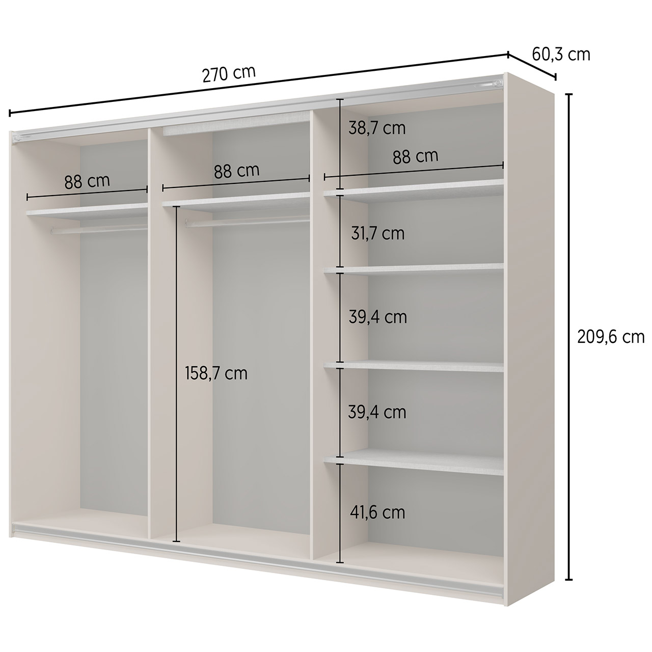 Szafa przesuwna 270 UBEC 69 dąb lindberg - obrazek 5