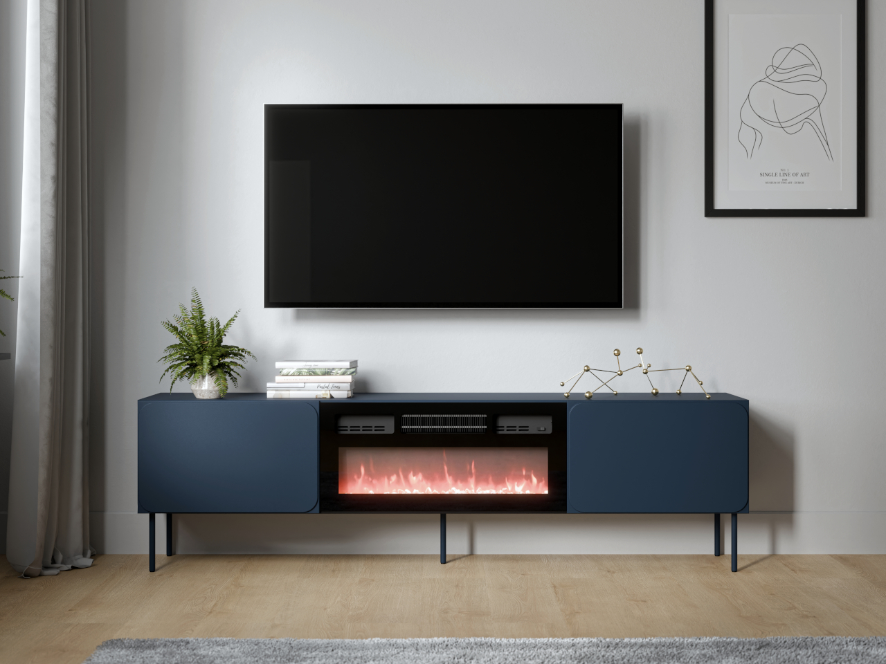 Komoda RTV z kominkiem VINCENT 200 EF indigo - obrazek 5