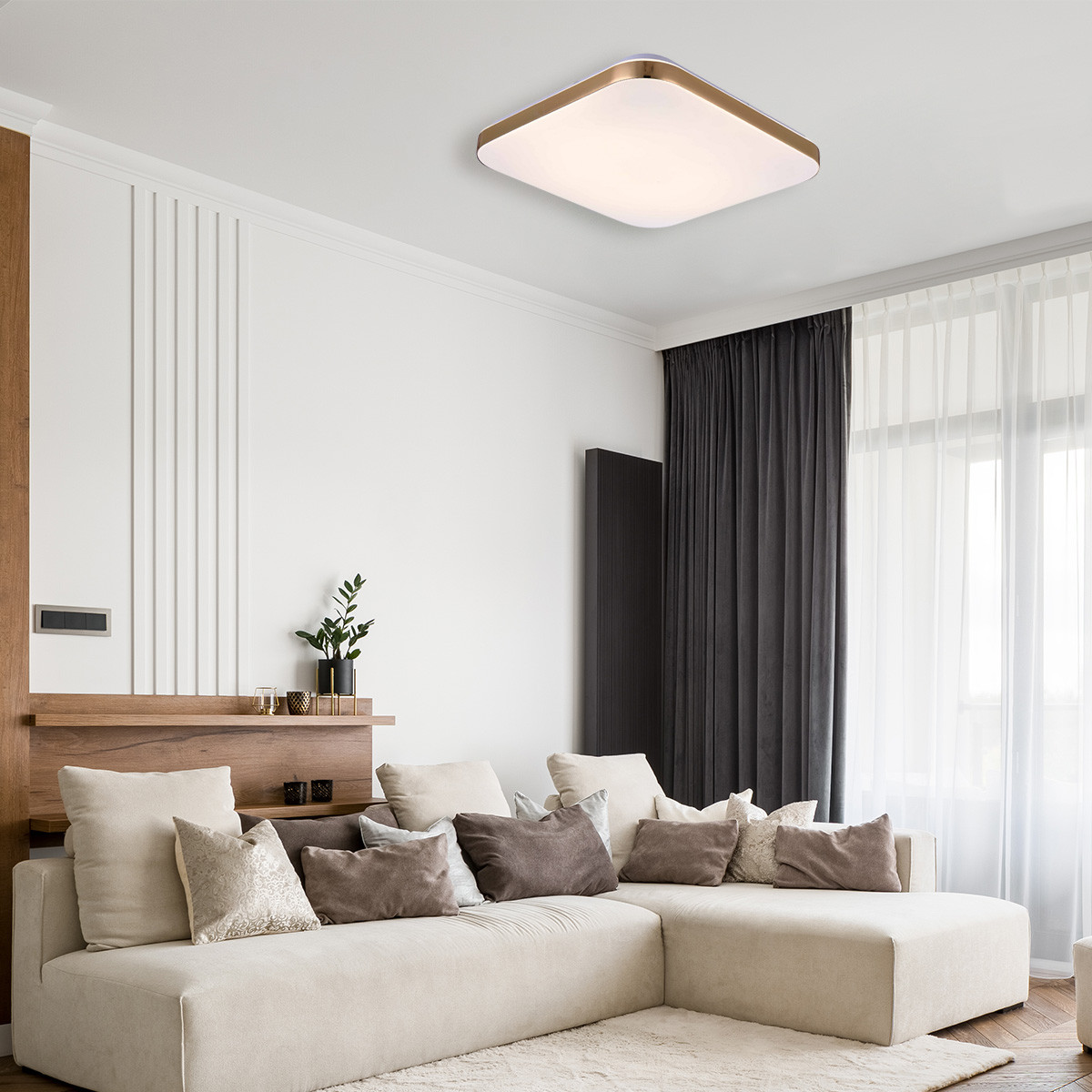 Plafon kwadratowy Babilon 33 cm złoty LED 4000K - obrazek 3