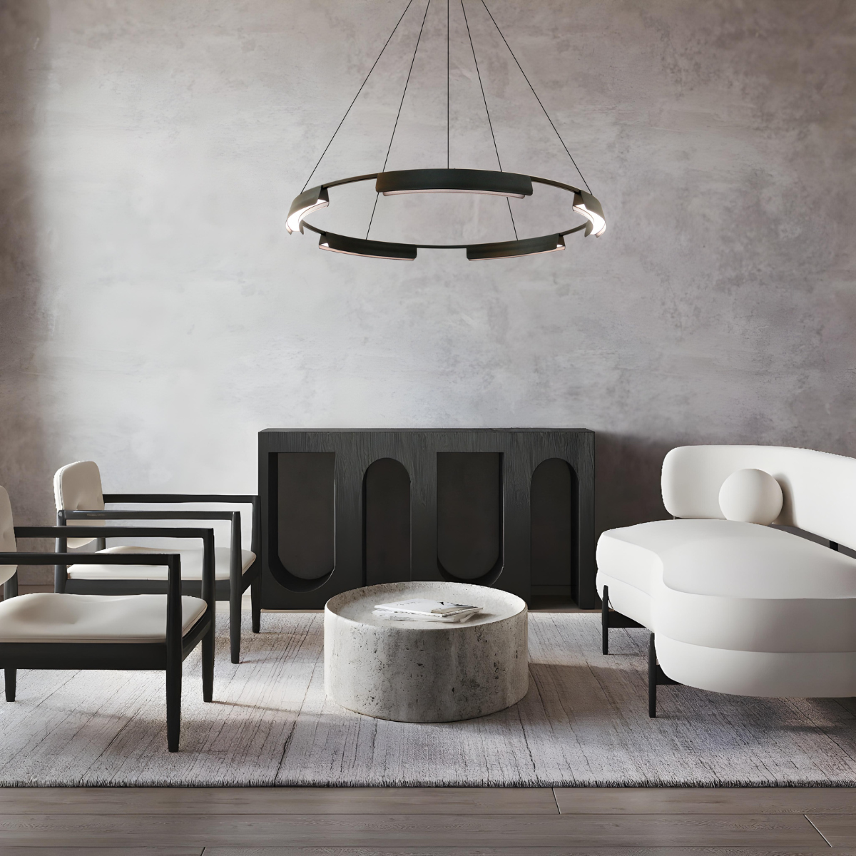 Lampa wisząca Tura 80 cm czarna LED CCT - obrazek 3