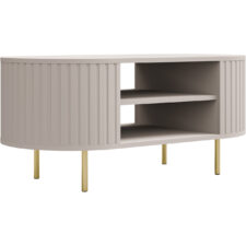 Stolik kawowy ryflowany NARITA 05 beż piaskowy ze złotymi nogami