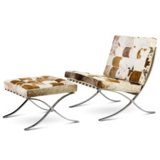 Fotel Loreto krowa przezroczysty z podnóżkiem - przezroczysty, chromowana podstawa, styl industrialny