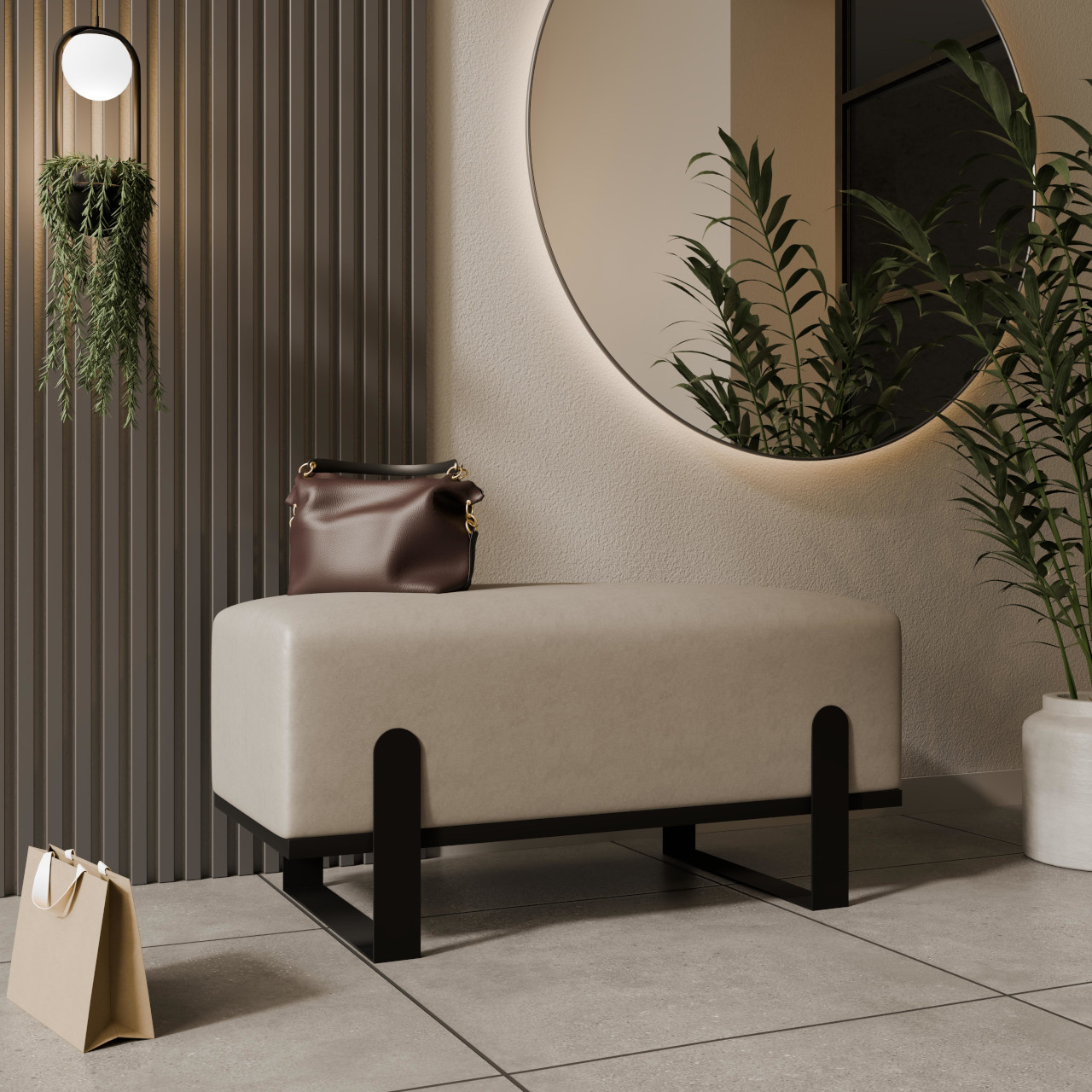 Ławka tapicerowana SULA 80cm czarny / paros 03 - obrazek 4