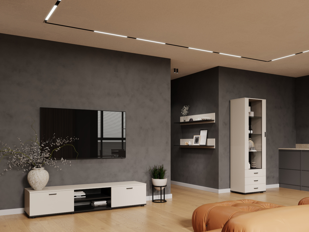 Meblościanka SINDI 1J kaszmir / czarny