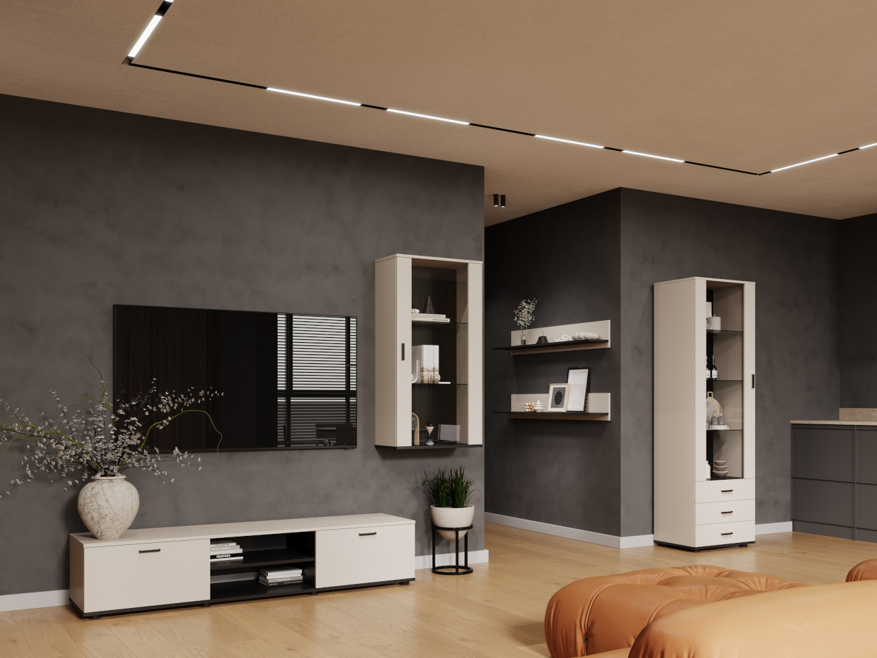 Meblościanka SINDI 6J kaszmir / czarny