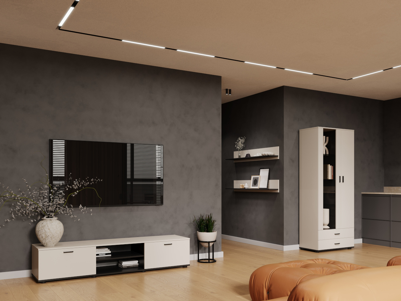 Meblościanka SINDI 8J kaszmir / czarny