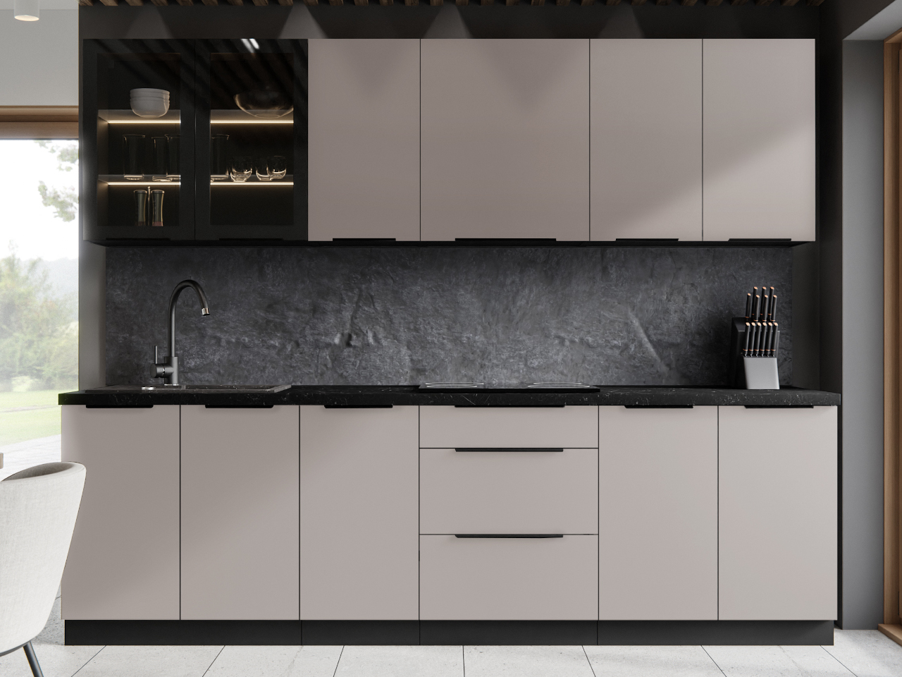 Szafka górna 80 SILVIA 63 czarny / kaszmir - obrazek 7