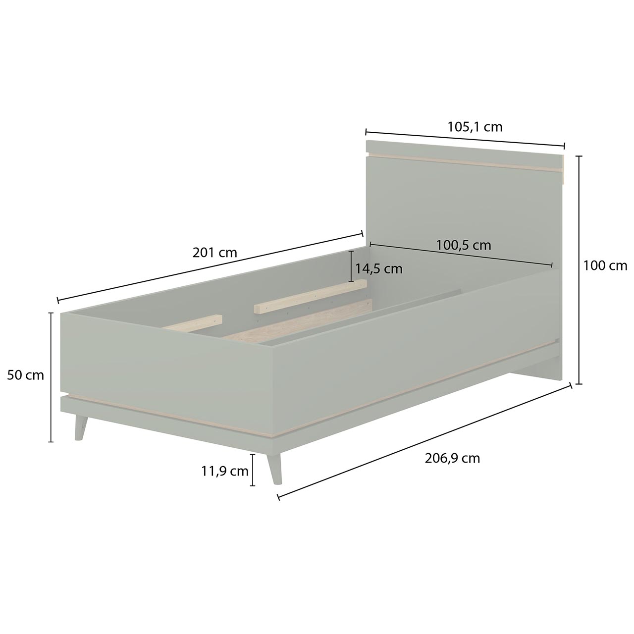 Łóżko 100x200 CANDIS 34 dąb olejowany / ceglany - obrazek 3