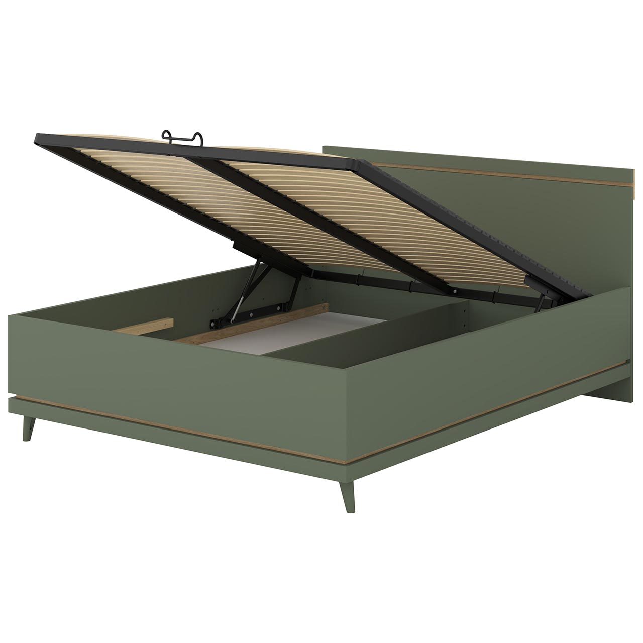 Łóżko z pojemnikiem 160x200 CANDIS 51 zielony / dąb olejowany - obrazek 3