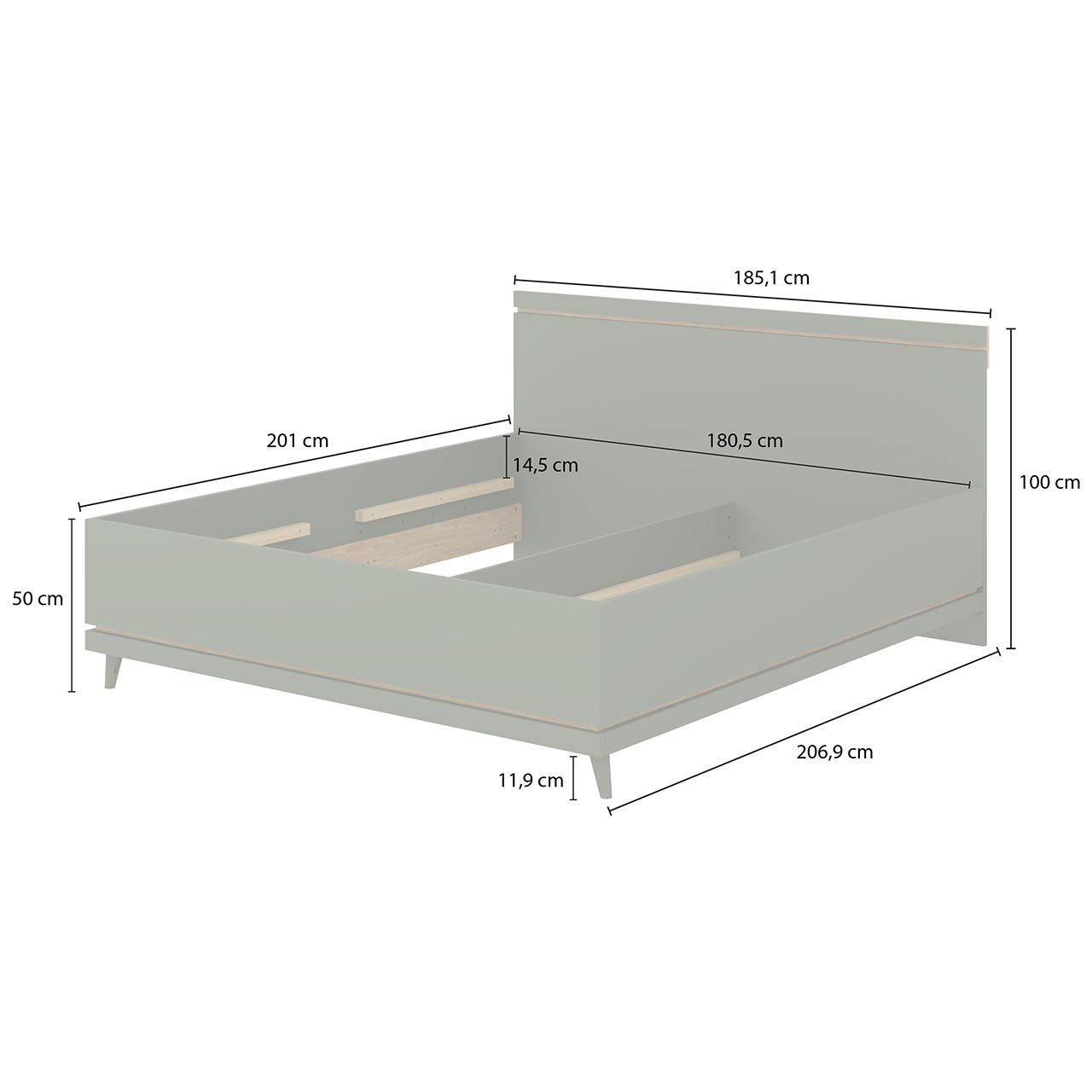 Łóżko z pojemnikiem 180x200 CANDIS 52 dąb olejowany / ceglany - obrazek 4