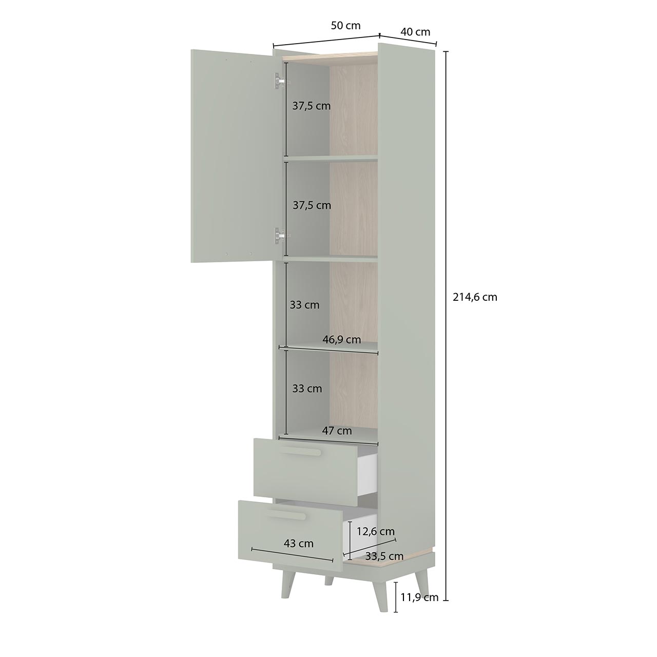 Regał CANDIS 88 dąb olejowany / ceglany - obrazek 4
