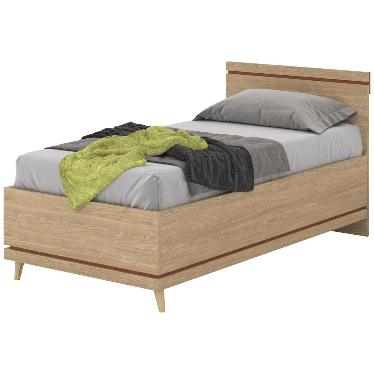 Łóżko 100x200 CANDIS 34 dąb olejowany / ceglany - obrazek 4