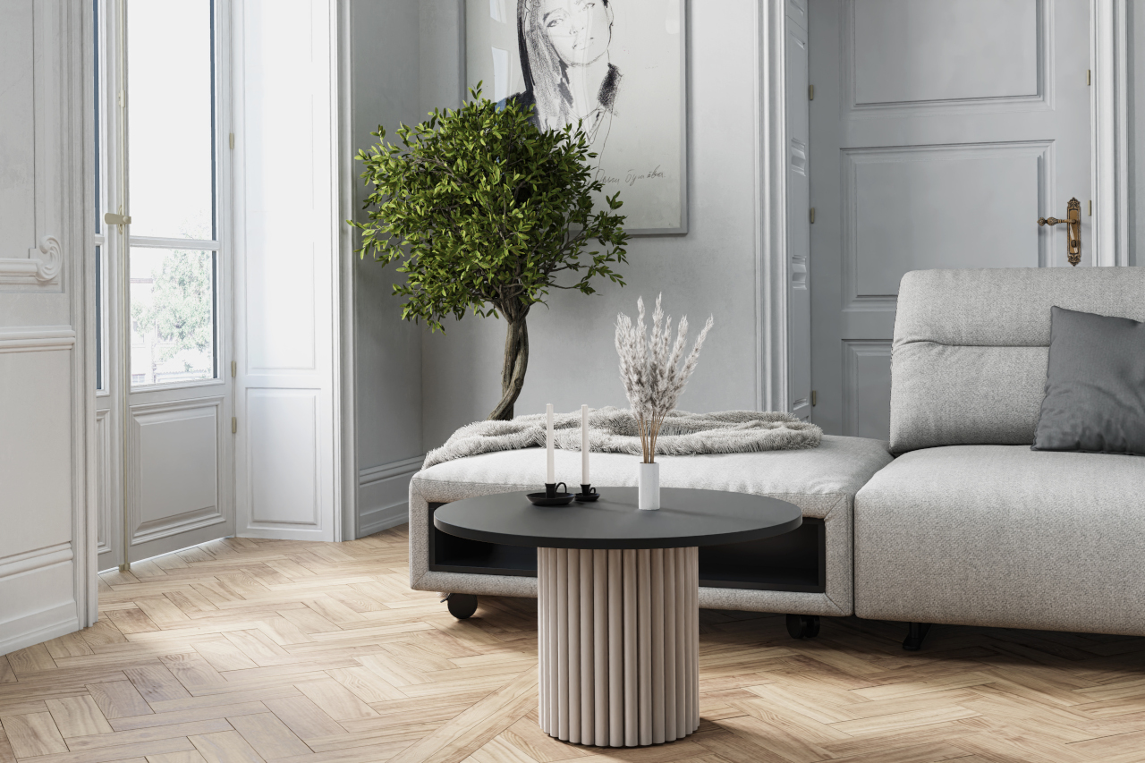 Stolik okrągły CASCANO kaszmir / czarny - obrazek 3