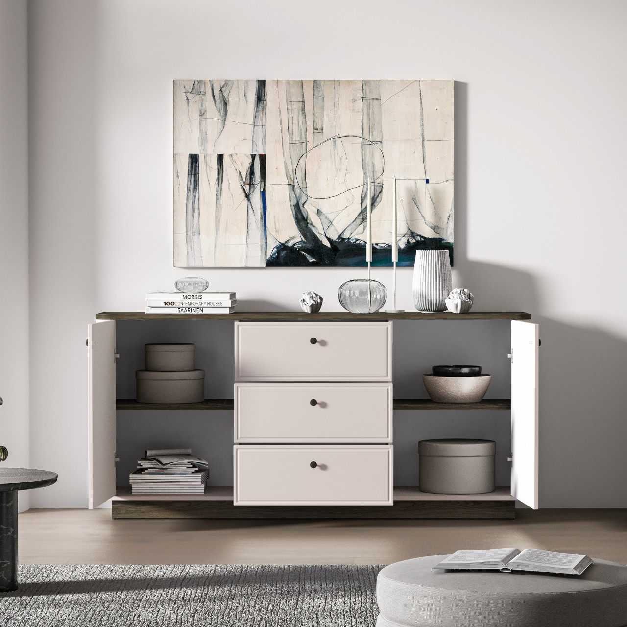 Komoda BORS 03 dąb windmill ciemny / kaszmir - obrazek 7