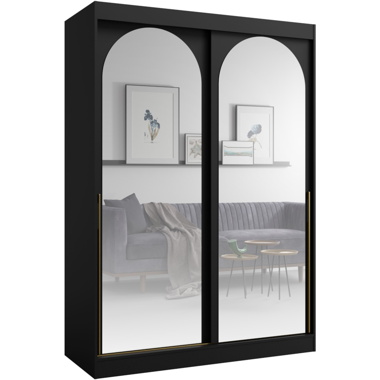 Szafa przesuwna 150 MOGI czarna + złoty