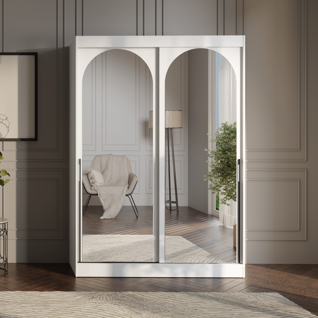 Szafa przesuwna 150 MOGI biała + czarny - obrazek 3