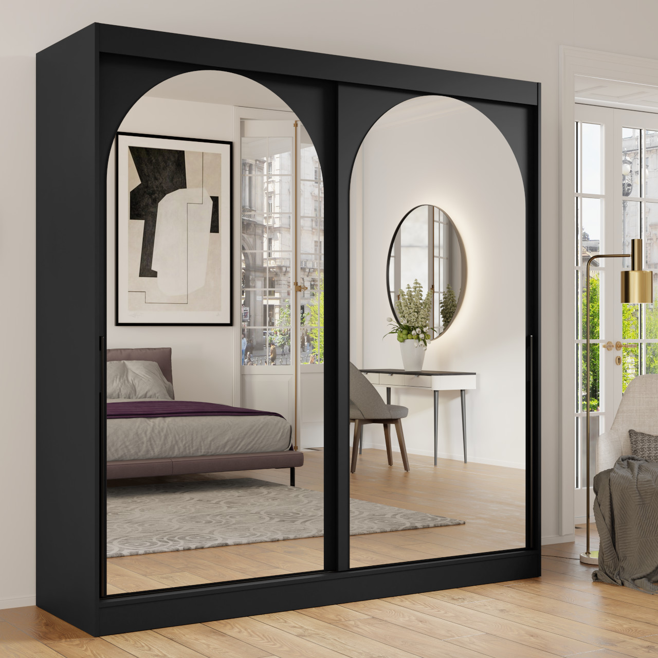 Szafa przesuwna 200 MOGI czarna - obrazek 3