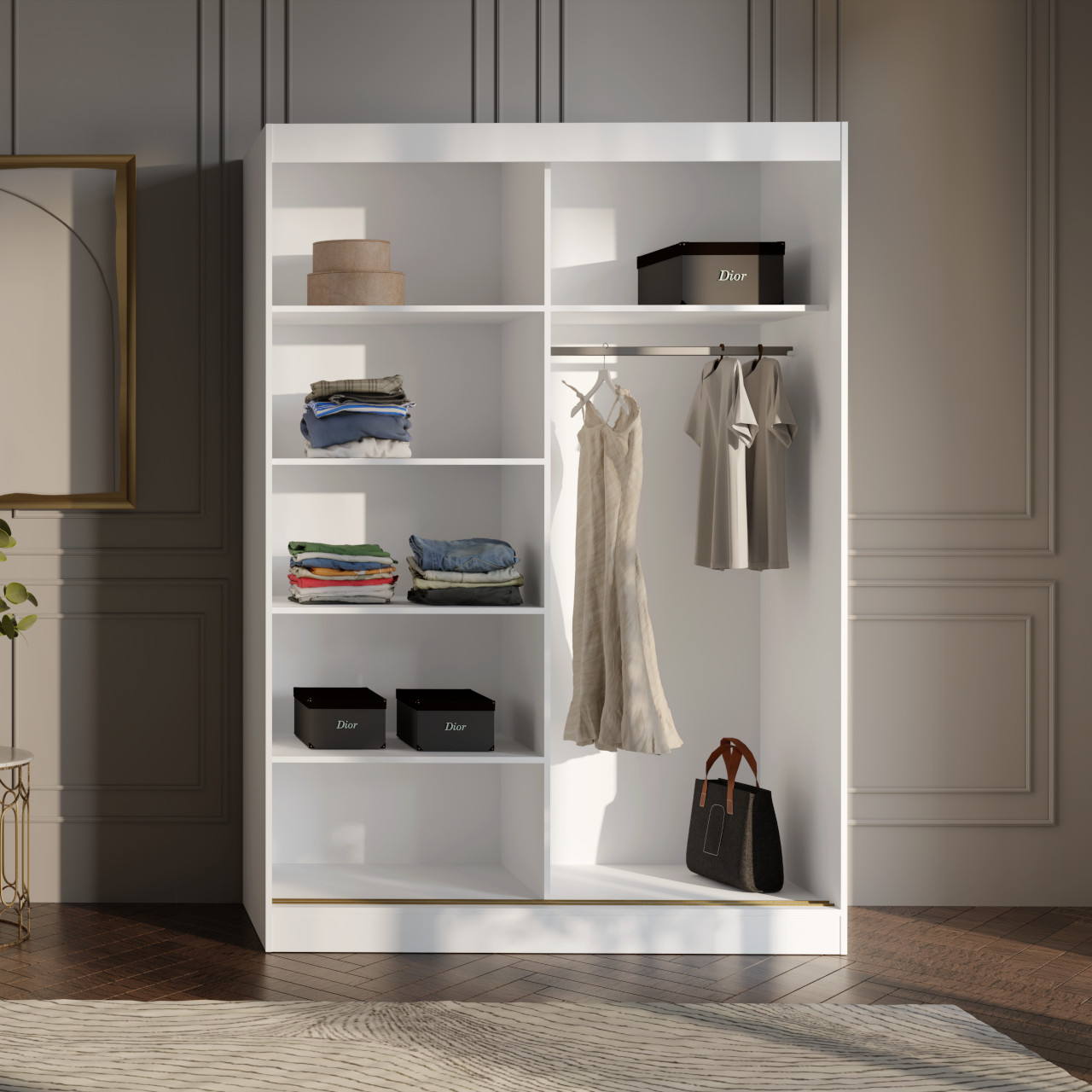 Szafa przesuwna 200 MOGI biała + czarny - obrazek 4