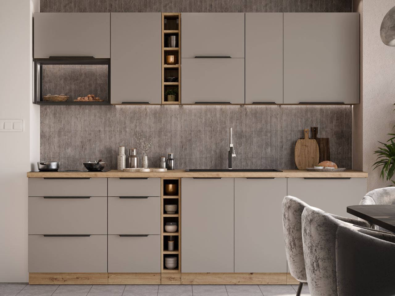 Szafka dolna 40 ERIS 12 dąb artisan / piaskowa szarość - obrazek 5