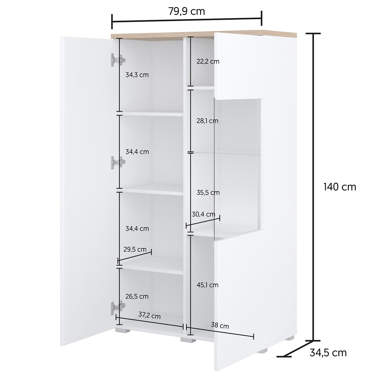 Witryna MUDO 44 biały / dąb mauvella - obrazek 6