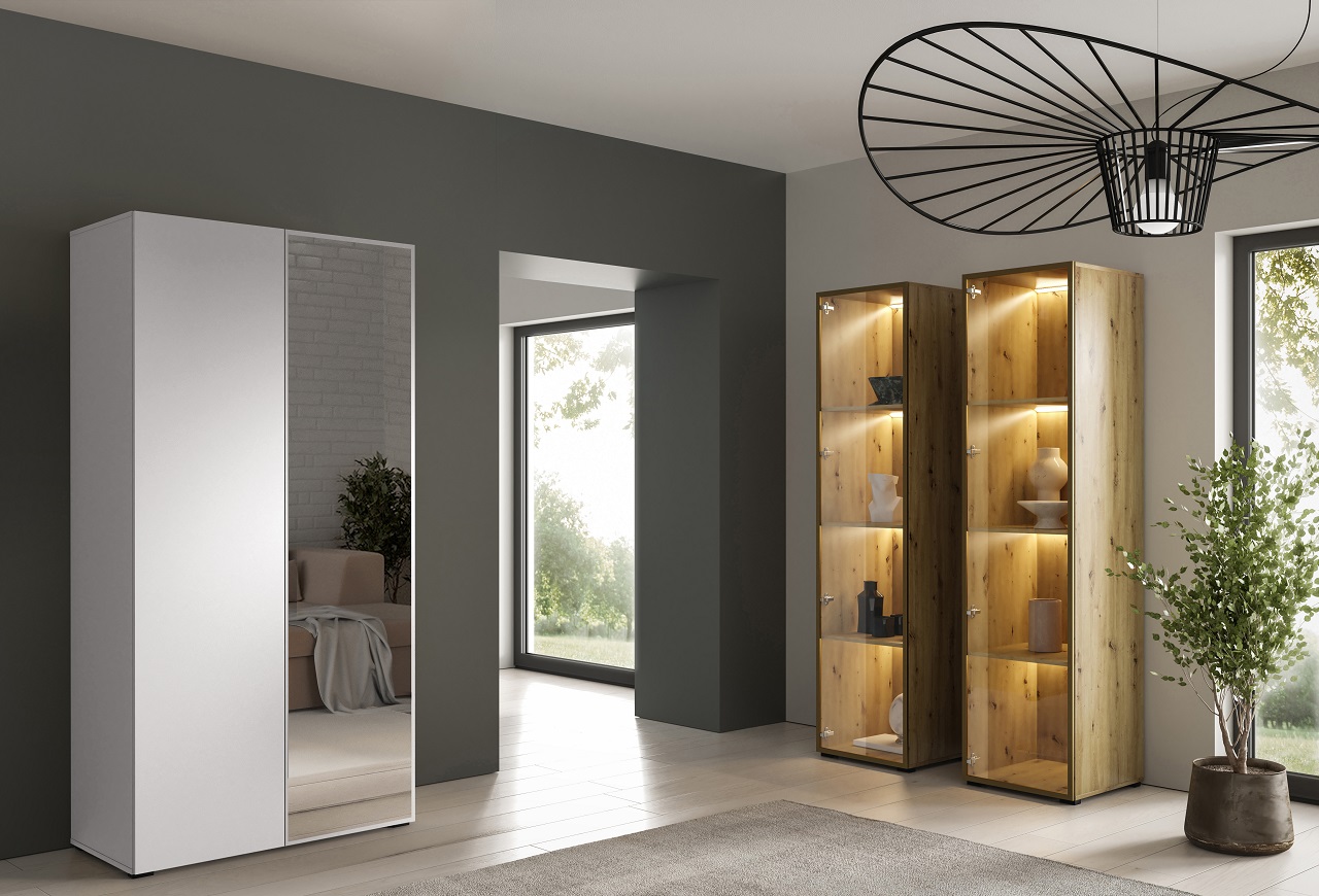 Szafa z lustrem CABO 1L 100 biała - obrazek 5