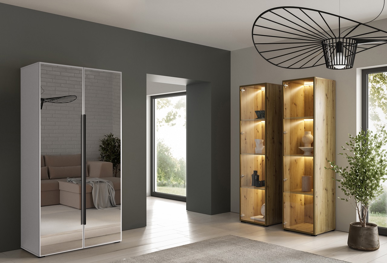 Szafa z lustrem CABO 2L 100 biała - obrazek 5