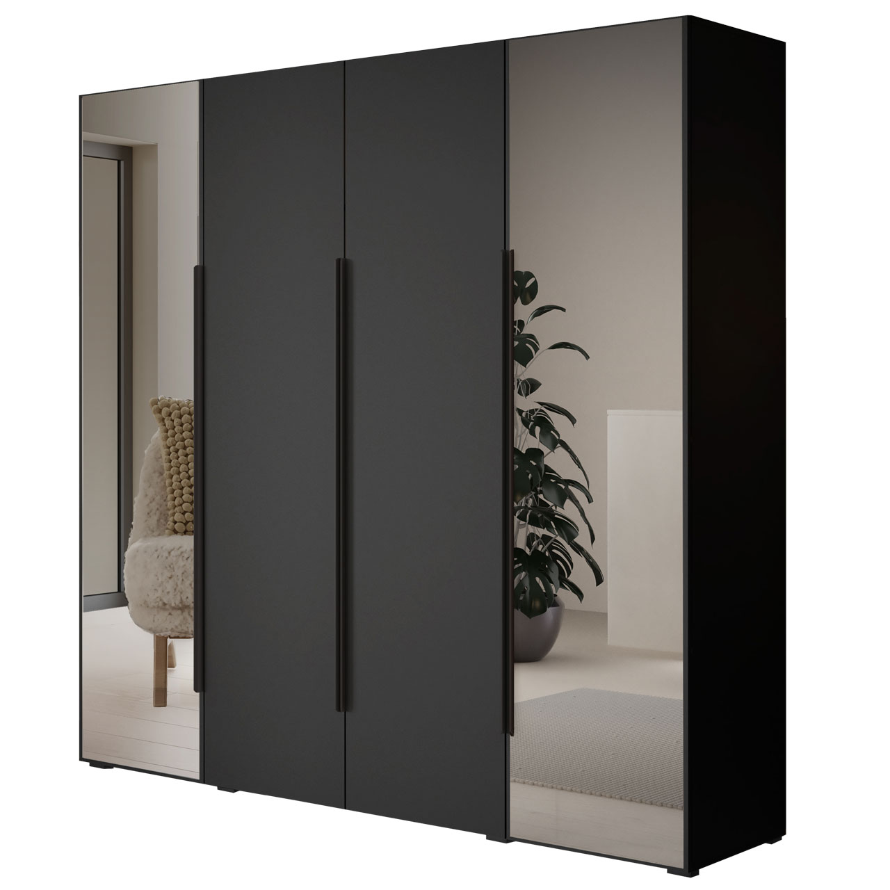 Szafa z lustrem CABO 2L 200 czarna - obrazek 4