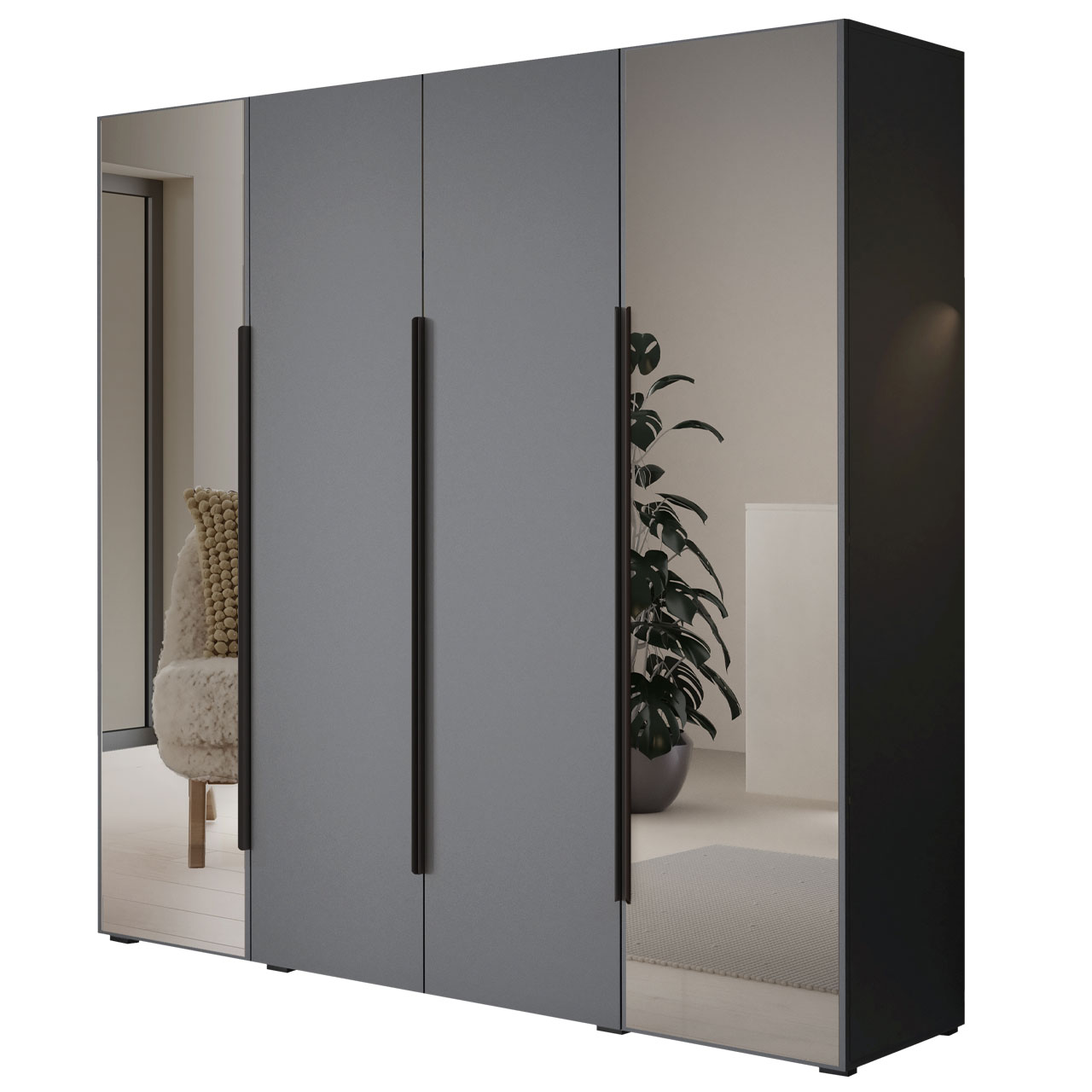 Szafa z lustrem CABO 2L 200 antracyt - obrazek 4