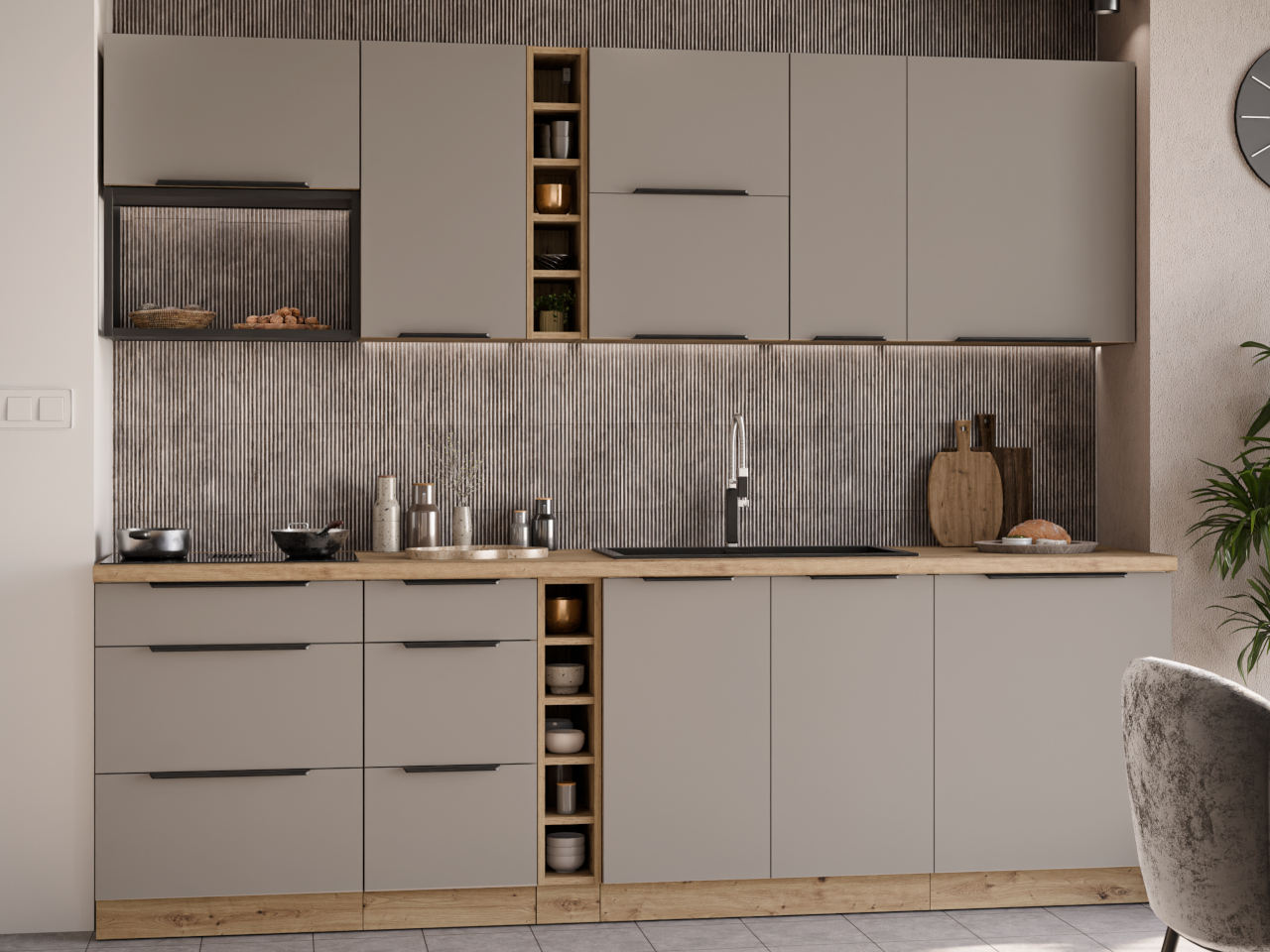 Słupek kuchenny 60 ERIS 52 dąb artisan / piaskowa szarość - obrazek 4