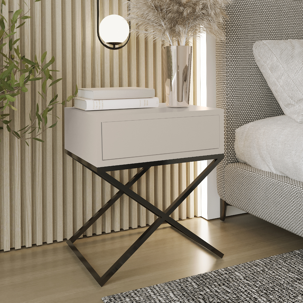 Stolik nocny SIENA kaszmir / czarny - obrazek 3