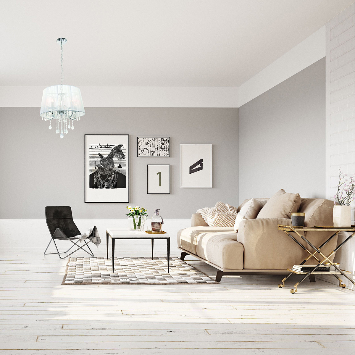 Lampa wisząca Mona srebrna 5xE14 - obrazek 3