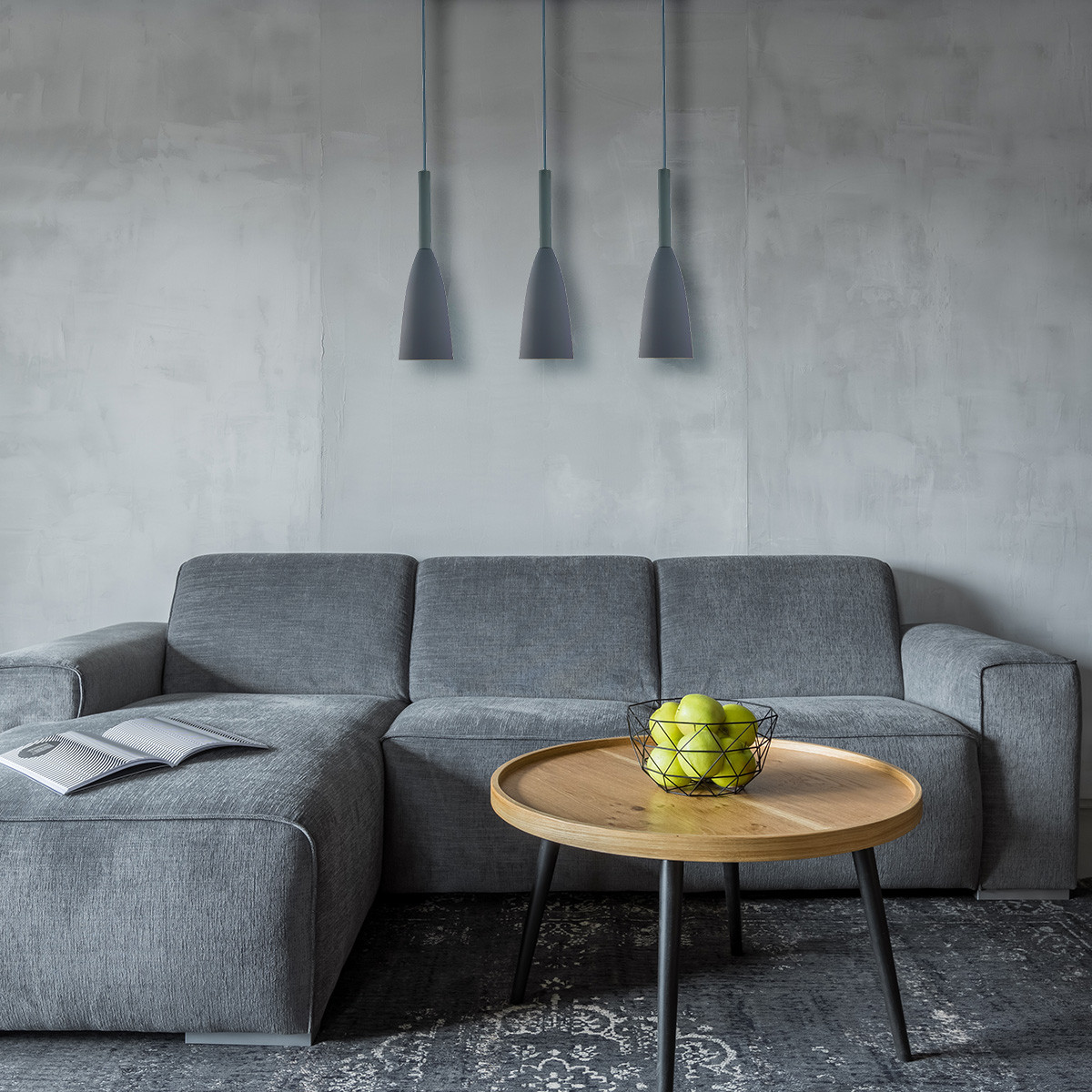 Lampa wisząca Solin 3 szara 3xE27 - obrazek 4