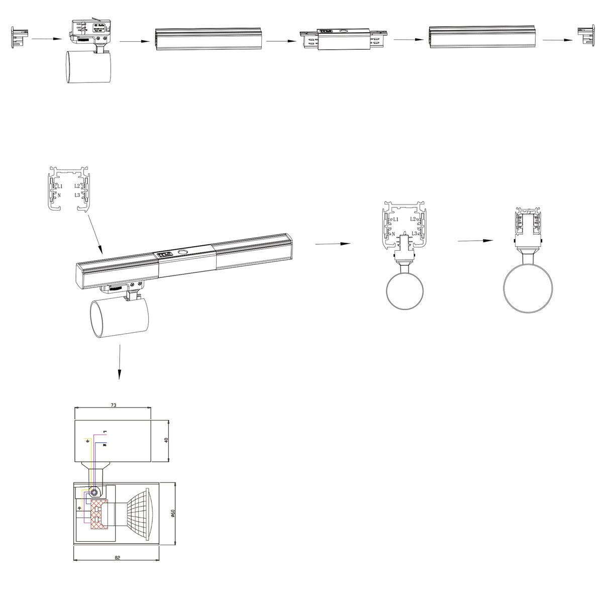Zestaw oświetlenia szynowego Snow SET 3F biały 4xGU10 - obrazek 14