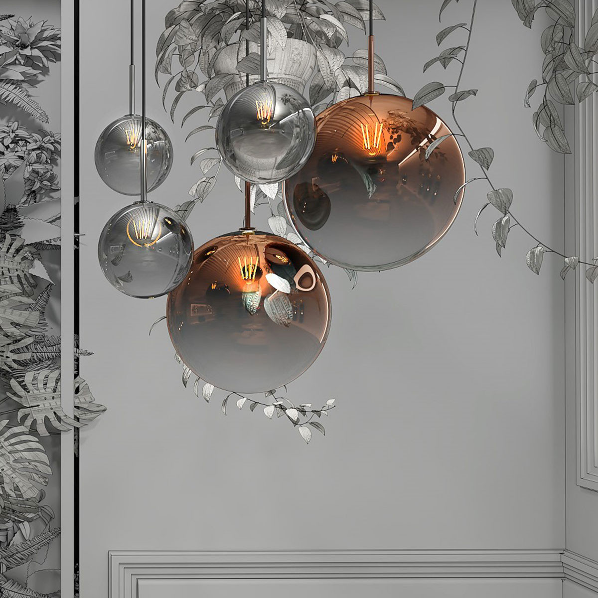 Lampa wisząca Palla miedziana 1xE14 - obrazek 4