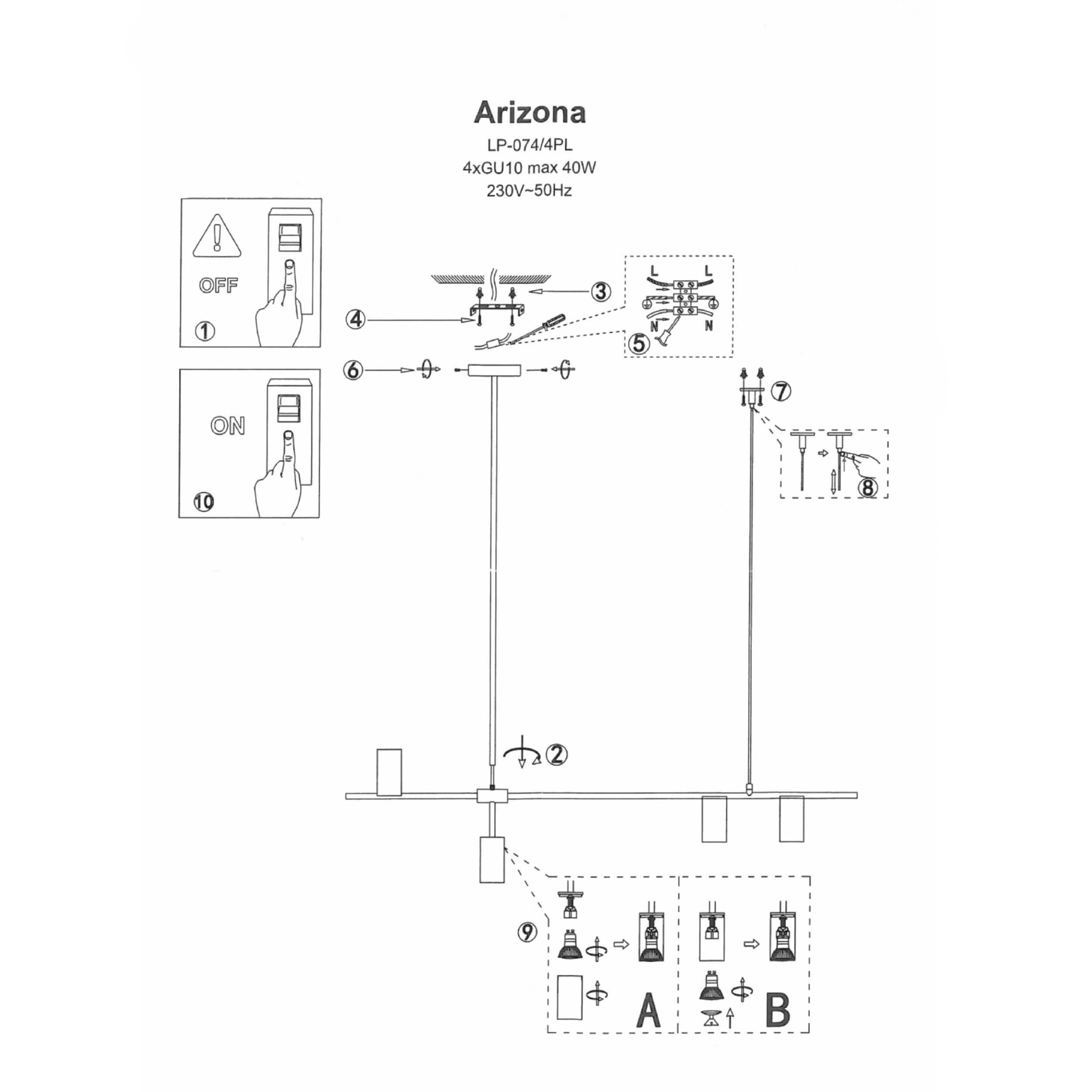 Lampa wisząca Arizona czarno - złota 6xGU10 - obrazek 9